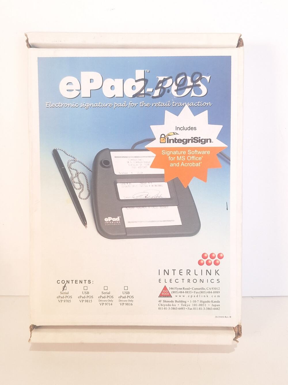 Interlink ePad POS VP 9705 Serial Electronic Signature Pad Complete Kit